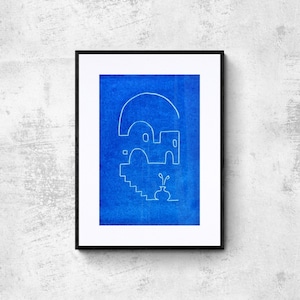 Linogravure Village du sud - A5