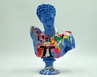 Pop Art Statue-Handmade Sculpture-Paint Statue-Home Decor Art-Greek Sculpture- Decor-Mercury greek statue-31cm