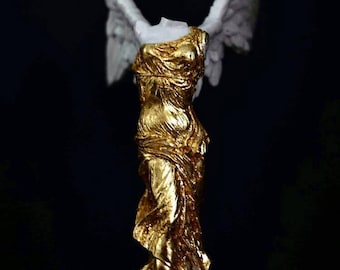 Victory Of Samothrace-Golden leaves-Greek Sculpture-Modern Sculpture-37cm