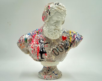 Hercules Greek Statue-Painted Sculpture-Handmade Sculpture Art-Pop Art Sculpture-Greek Sculpture Art-32cm NEW