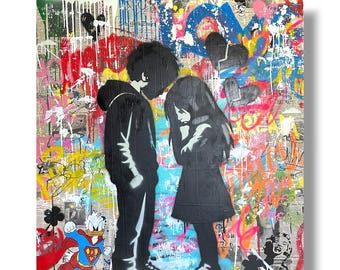 Original Hand Painted Canvas Art-Handmade Wall Art-Graffiti Canvas-110X110cm
