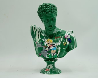 Greek Statue-Mercury Greek Head-Home Decor Art-Handpaint Sculpture 31cm NEW