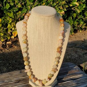 Multi colored Natural Jade with  Sunstone Necklace