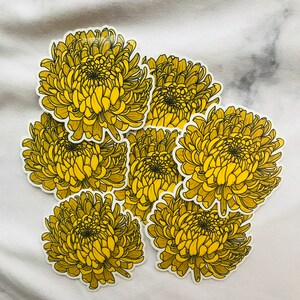Yellow Chrysanthemum Sticker | Vinyl Flower Sticker image 3
