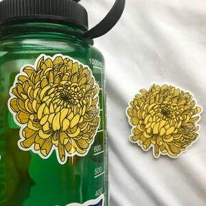 Yellow Chrysanthemum Sticker | Vinyl Flower Sticker image 4