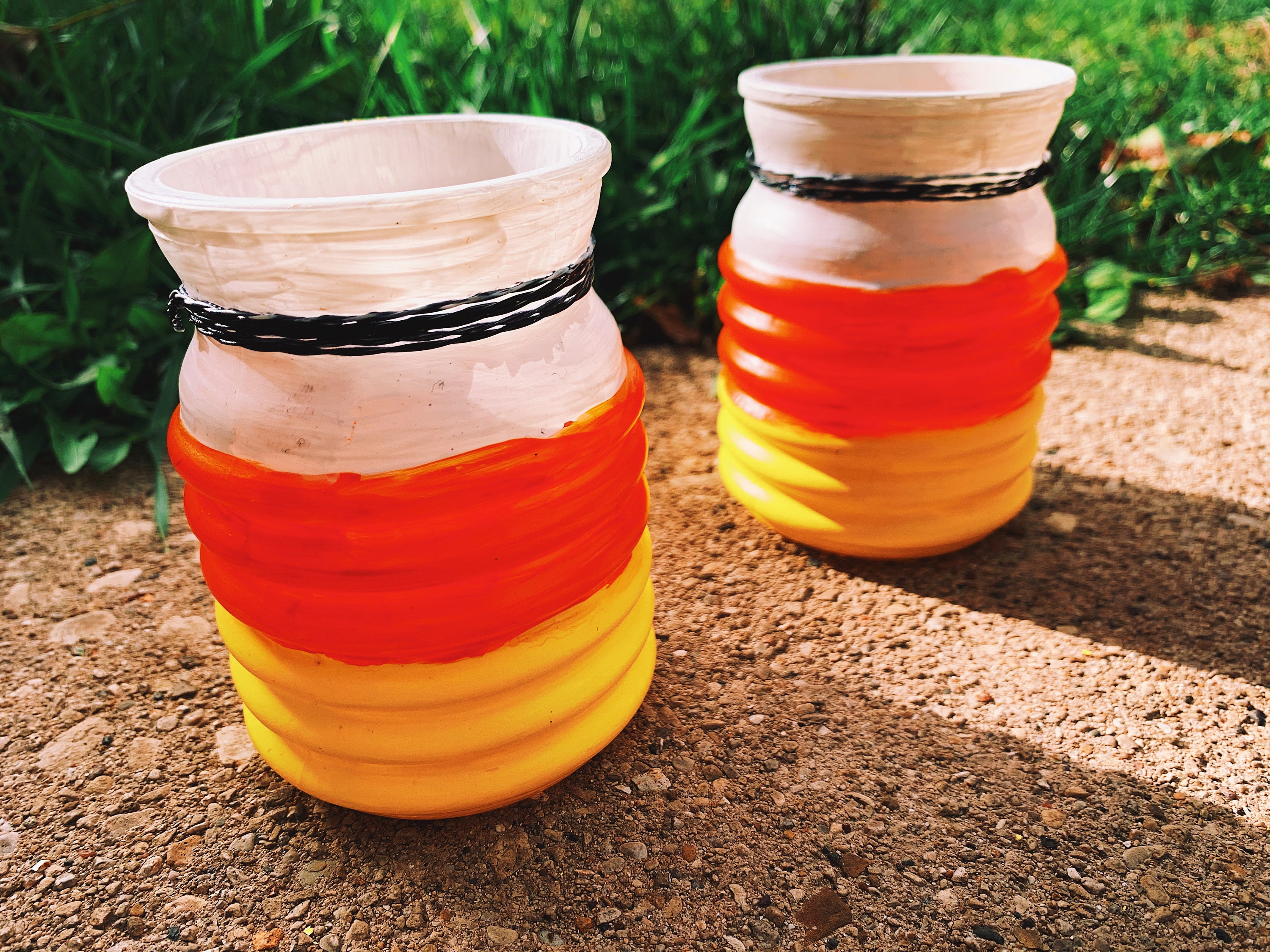 Pair O' Candy Corn Candle Holders Etsy