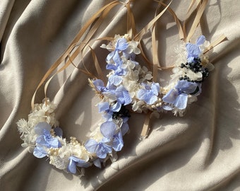 Dry Flower Crown Blue Dried Flowers Wedding Accessories Groom Boutonniere Wrist Corsage Rose Flower Bracelet Bridesmaid Bouquet Bridal Gift