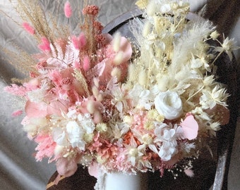 Dry Flower Bouquet Pink Dried Flowers Preserved Roses Mothers Day Gift For Her Boho Wildflower Pampas Bouquet Natural Dry Flower Arrangement