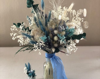 Mini Bouquet Dry Dusty Blue Flower Bouquet Wedding Decor Small  Natural Dried Floral Aarrangement Boho Centerpiece Bridal Shower Gift