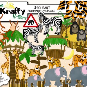 AT THE ZOO Digital Clipart, 31 High Qualiy png Cliparts, Instant Download ticketstand zebra's dierenboomhut hekken apen tijgers apen apen