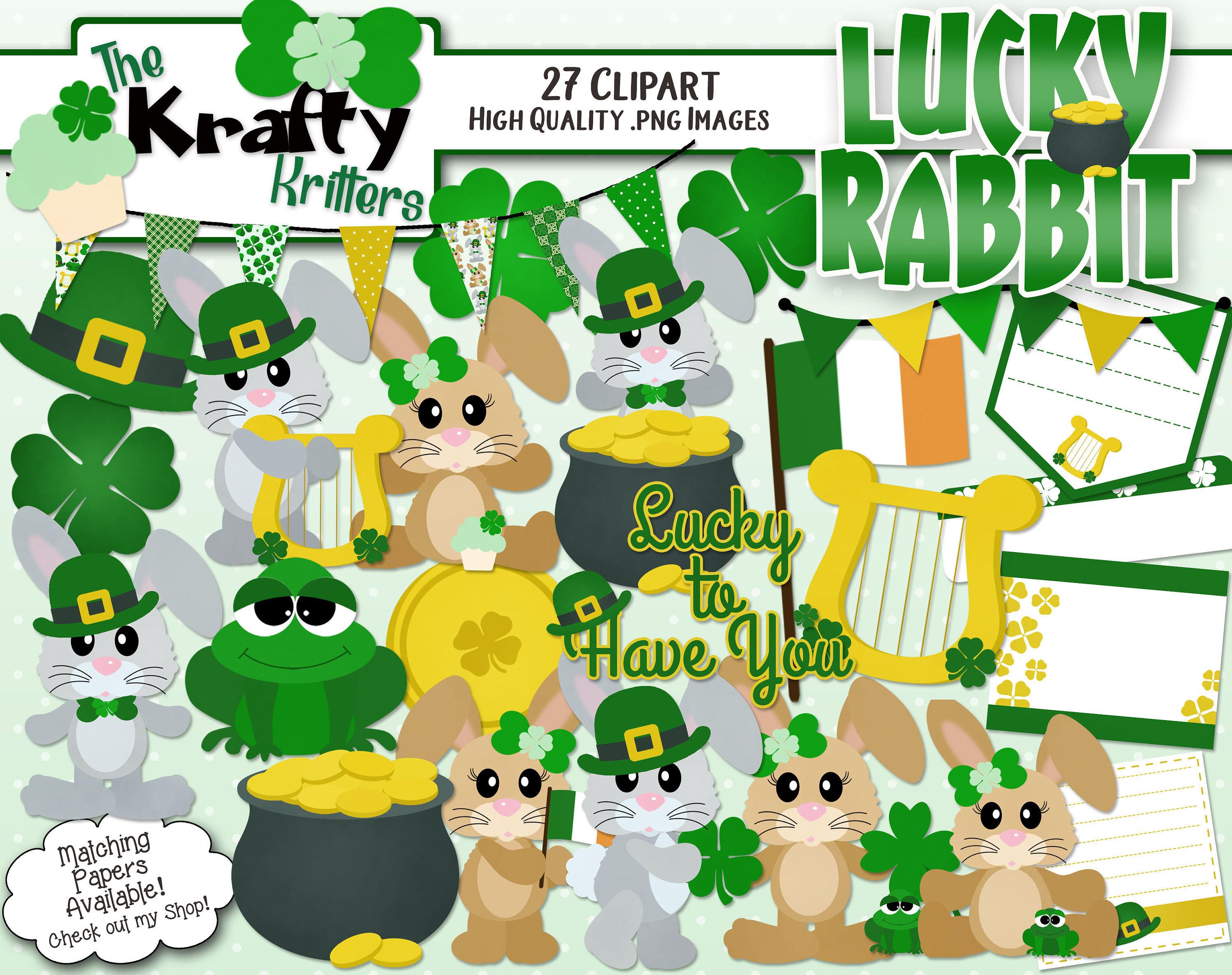 Luck Rabbit Drawing LUCKY RABBIT Digital Clipart, 27 High Qualiy Png Cliparts, Instant ...