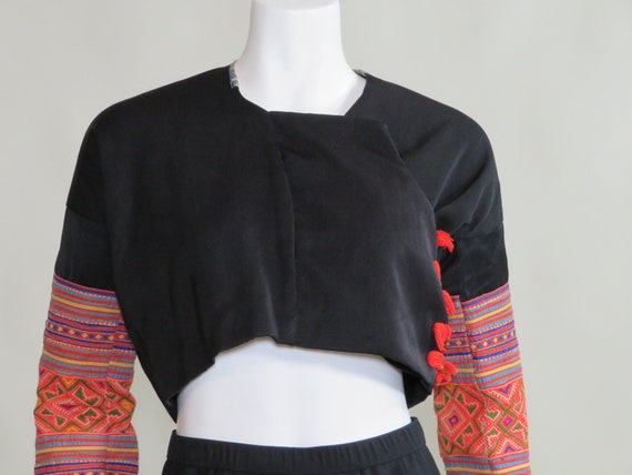 Vintage Black Top/Bolero |  c. 1970s w/Boho Triba… - image 2