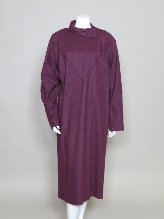 Krizia II Burgundy Wool Blend Dress - c. 1980s