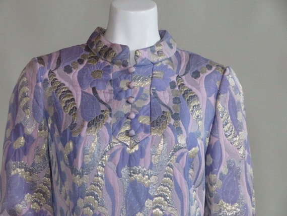 Bramson c. 1960s Lilac & Metallic Brocade Dress w… - image 2