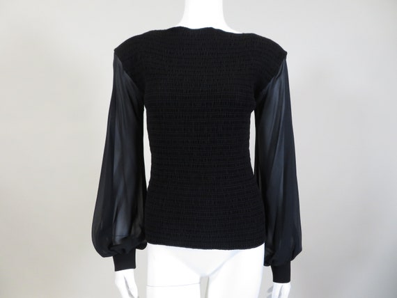 Armani Collezioni Black Blouse w/Sheer Sleeves