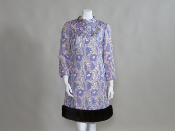 Bramson c. 1960s Lilac & Metallic Brocade Dress w… - image 1