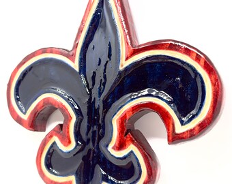 New Orleans Sants door hanger Fleur de ls door by aWhtofWhmsy