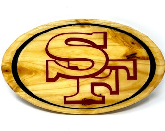 49ers Wooden Sign, Gift for Football Fan, Man Cave Wall Hanging, Epoxy Resin Art