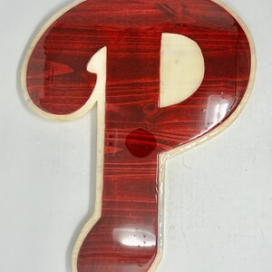 Philadelphia Phillies 21”x16”Wooden Sign,Phillies epoxy resin sign,handmade mlb wooden sign,man cave wall decor,sports wood carving