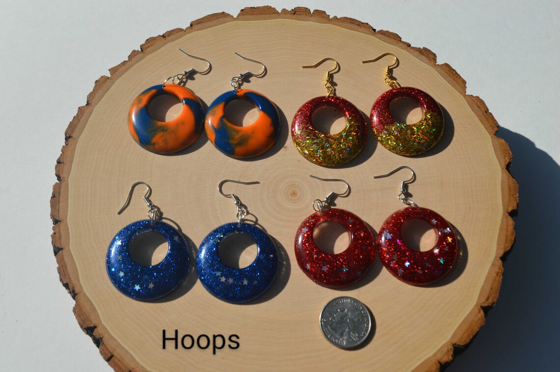 Epoxy Resin Earrings Light Weight Earrings MultiColor Etsy