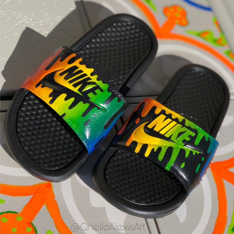 custom painted nike slides