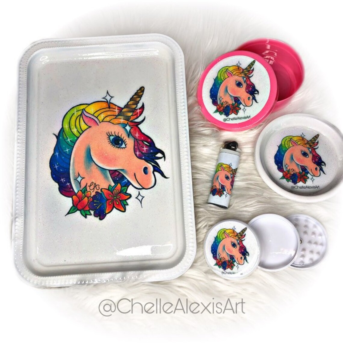 Rainbow Unicorn 5pc Rolling Tray Set Etsy