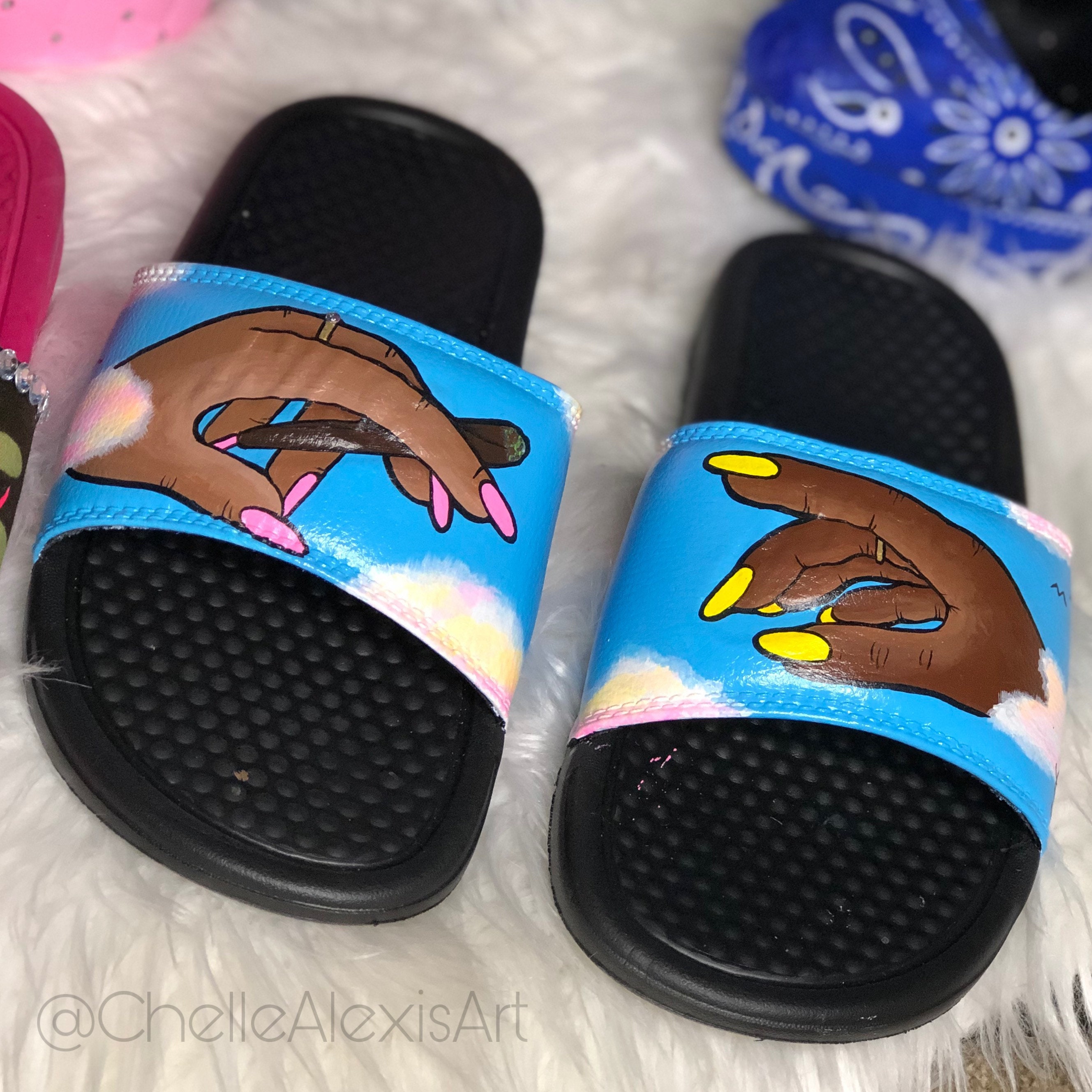 custom painted nike slides