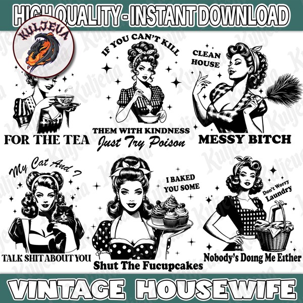 1950S Atomic Svg Bundle, Retro Housewife Svg, Snarky Retro Svg, Housewife Sublimation Design, Cricut Cut Files, Retro Png, Digital download