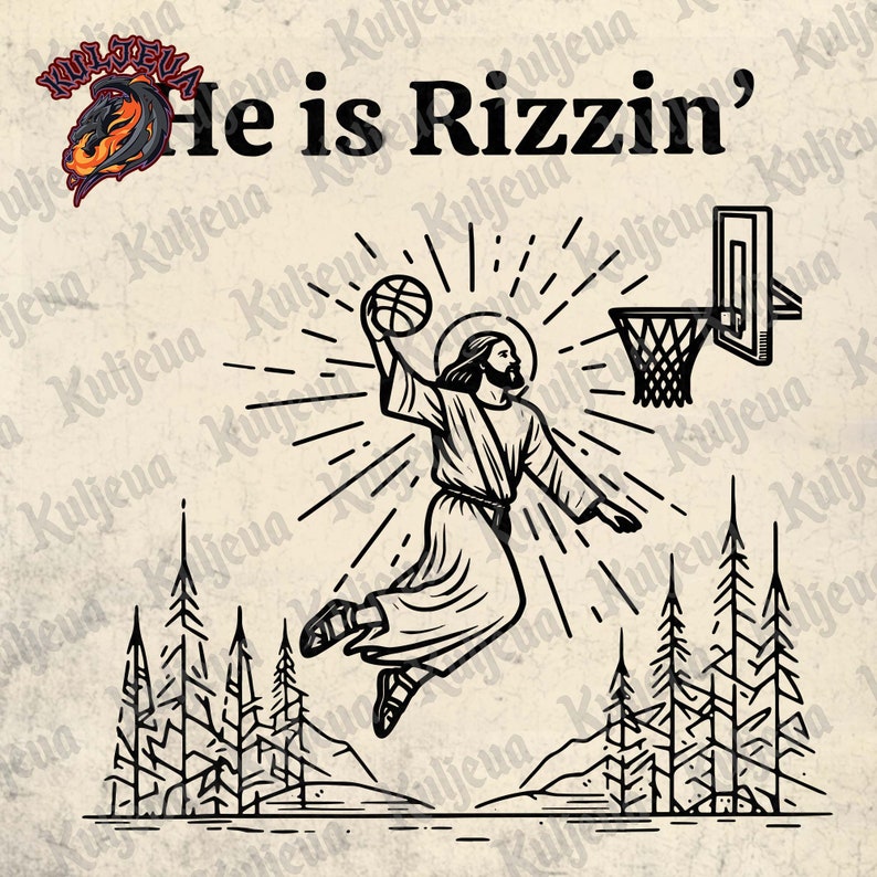He is Risen Funny Easter Svg Png, Jesus Playing Basketball, Retro Y2K Christian Faith Religious Png, Christian Easter Svg, Instant Download image 1