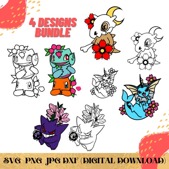 Pokemon Bundle Svg Pokemon Svg Gengar Svg Cubone Svg Etsy