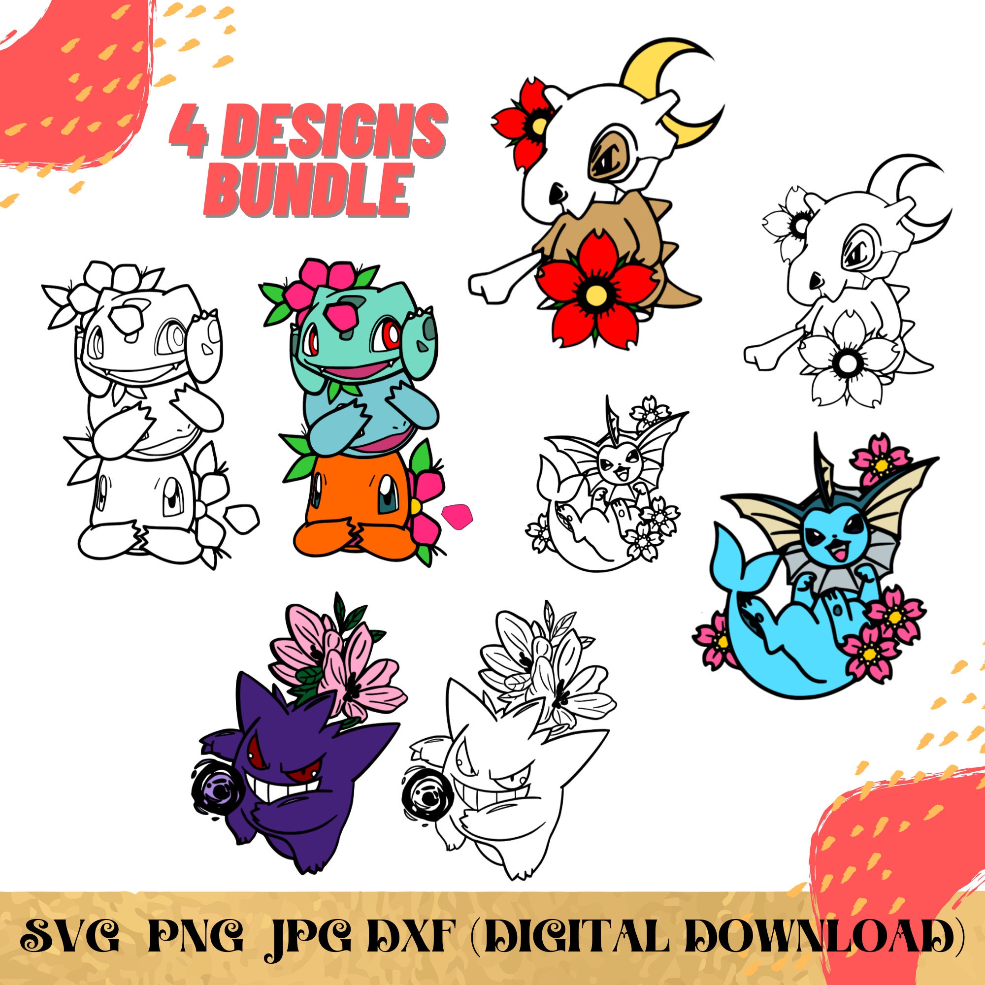 Download Pokemon Bundle Svg Pokemon Svg Gengar Svg Cubone Svg Etsy