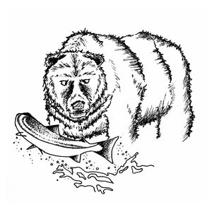 Schlachtfeld, Bär und Fisch Skizze Druck