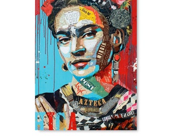 Frida Kahlo Art Impronte Vintage Grunge Abstract Fine A4 A3 A2 Muro