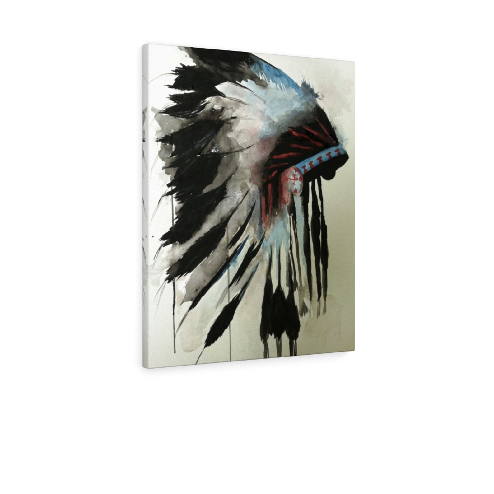 Chief Headdress Canvas Wall Art Native American Wall Decor Etsy