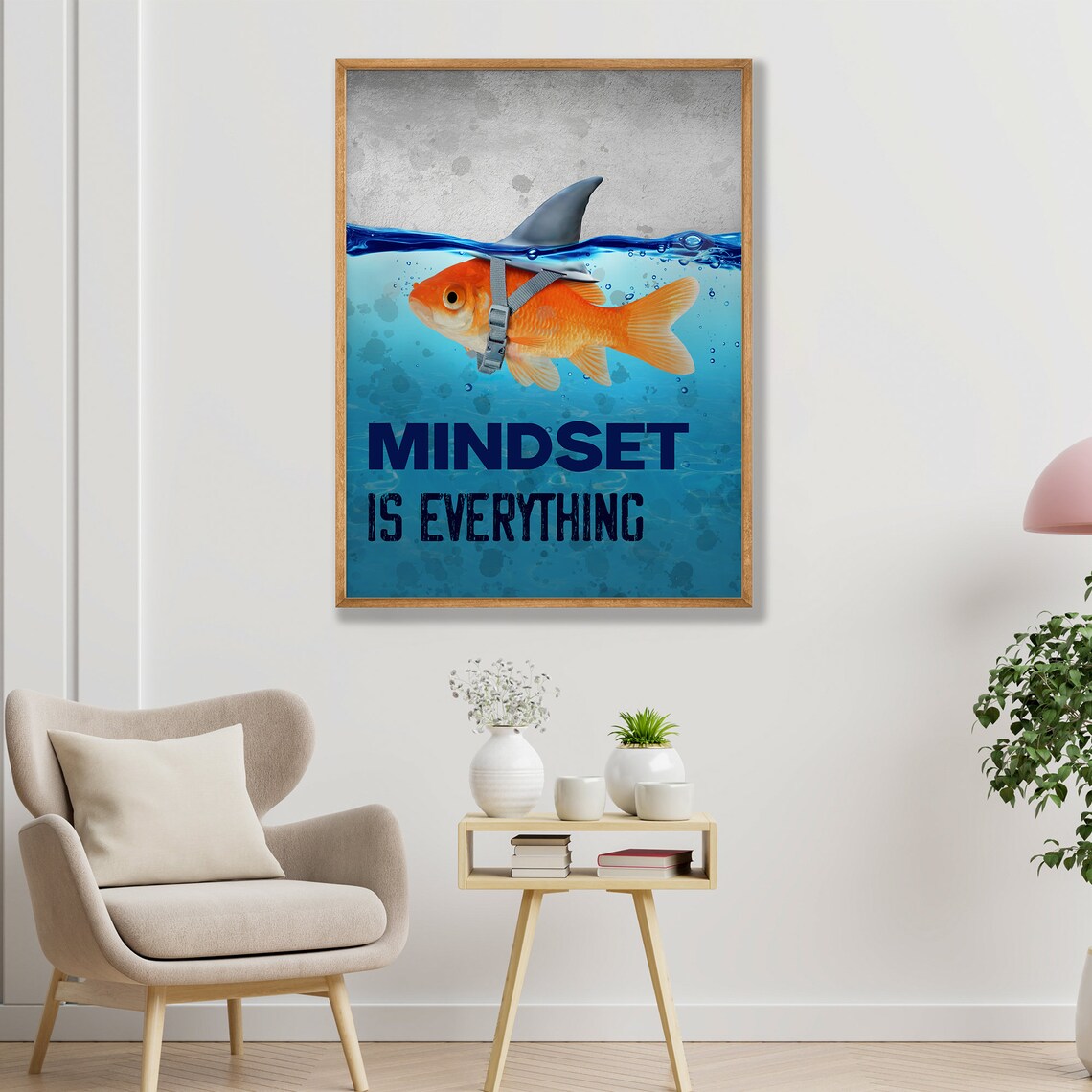 Motivational Poster Wall Art Mindset is Everything Goldfish Etsy