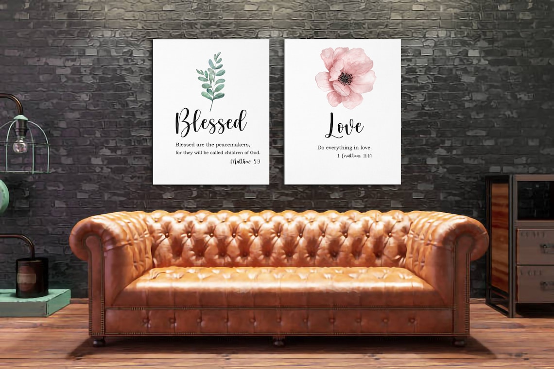 Bible Verse Canvas Wall Art Set of 2 Biblical Wall Decor Etsy