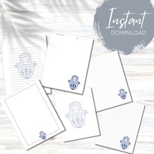 Digitales Briefpapier-Set: Evil Eye und Hamsa Designs für personalisierte Korrespondenz