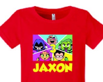Teen TITANS Go Compleanno T-Shirt-Personalizzata RAGAZZA RAGAZZO COMPLEANNO T-shirt.