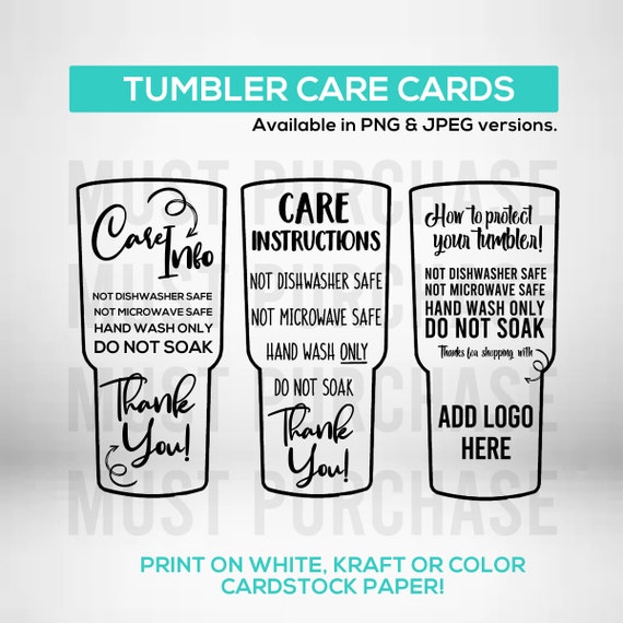 Printable Tumbler Care Cards - Etsy