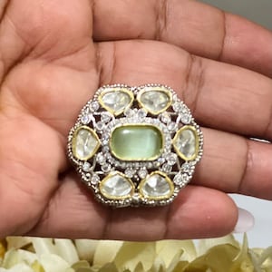 Sabyasachi Mint Kundan Ring Indian Ring Designer Ring Kundan Ring Adjustable Ring Indian Jewelry Pakistani Jewelry Indian Wedding