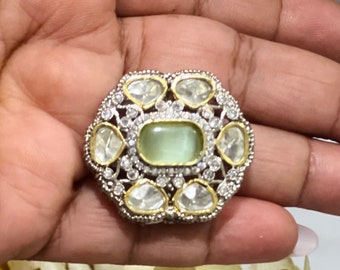 Sabyasachi Mint Kundan Ring Indian Ring Designer Ring Kundan Ring Adjustable Ring Indian Jewelry Pakistani Jewelry Indian Wedding