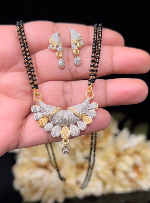 AD Diamond Gold Plated Mangalsutra 
