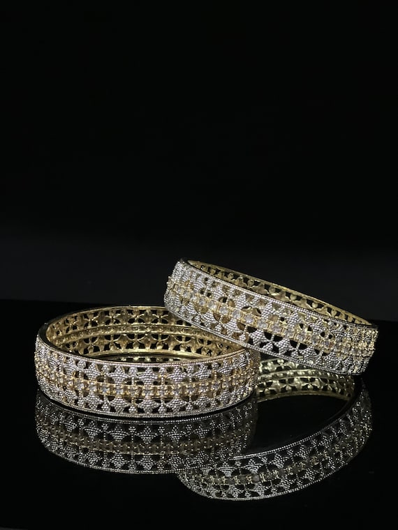2.6 2.8 2.10 diamond Bangles pair dull Gold Bangles indian Bangles