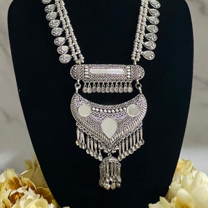 Collier Afgani Collier ancien Collier miroir Boucle d&#39;oreille Bijoux oxydés Collier tribal Collier fait main Collier oxydé Bijoux indiens