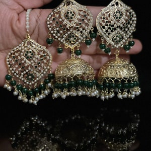 Hyderabadi Jhumka/Jadau Jhumka/Hyderabadi Jewelry/Gold Plated/Pakistani Jewelry/Jadau Earrings/Indian Earrings/Tikka/Light Weight