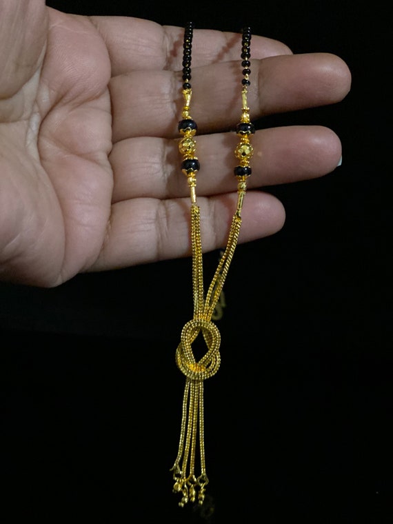 Gold Plated Mangalsutra Black Beaded Mangalsutra Mangalsutra Replica Indian Jewelry Etsy