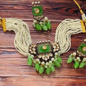 Victorian Kundan Choker Set Earrings Indian Jewelry Indian Choker Kundan Choker Pakistani Jewelry Punjabi Jewelry Indian Choker