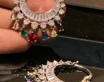 Kolczyki z cyrkonii/Diamentowe Chandbali/Indyjskie kolczyki/Kolczyki z cyrkoniami/Kolczyki z diamentami/Kolczyki z diamentami z cyrkoniami/Biżuteria indyjska/Biżuteria pakistańska