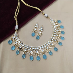 Fine Kundan Necklace Set/ Polki Kundan Choker/ Kundan Necklaces/ Indian Earrings/ Indian Jewelry/ Pakistani Jewelry/ Indian Necklace