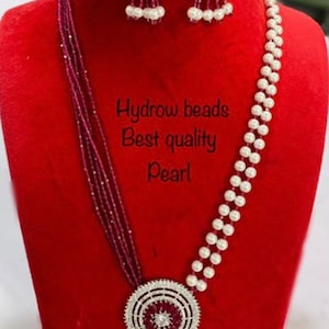 Glamorous White Rhodium Cubic Zirconia Diamond Necklace - Multi-Strand Crystal Necklace - Mala Length - Indian/Pakistani Bridal Jewelry